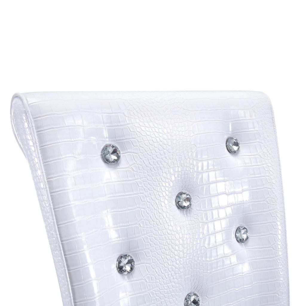 Sedia da pranzo Set da 2 con Bottoni Cristallo e Piedini Regolabili in Metallo e PVC Nero e Bianco