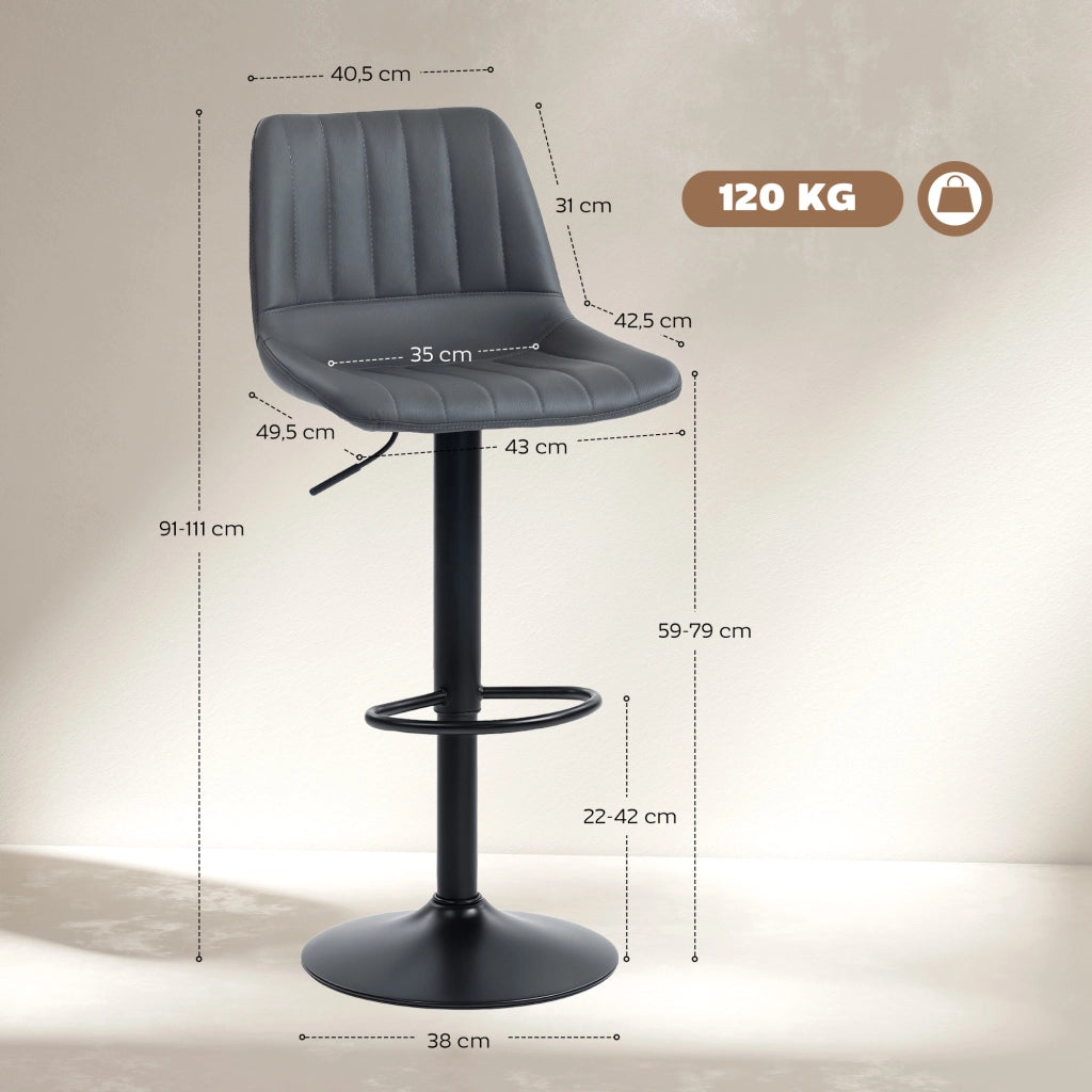 Sgabelli Bar 2 Pezzi Retr¨° con Poggiapiedi Altezza Regolabile ¨C Zephmum ¨C 43x49.5x111 cm