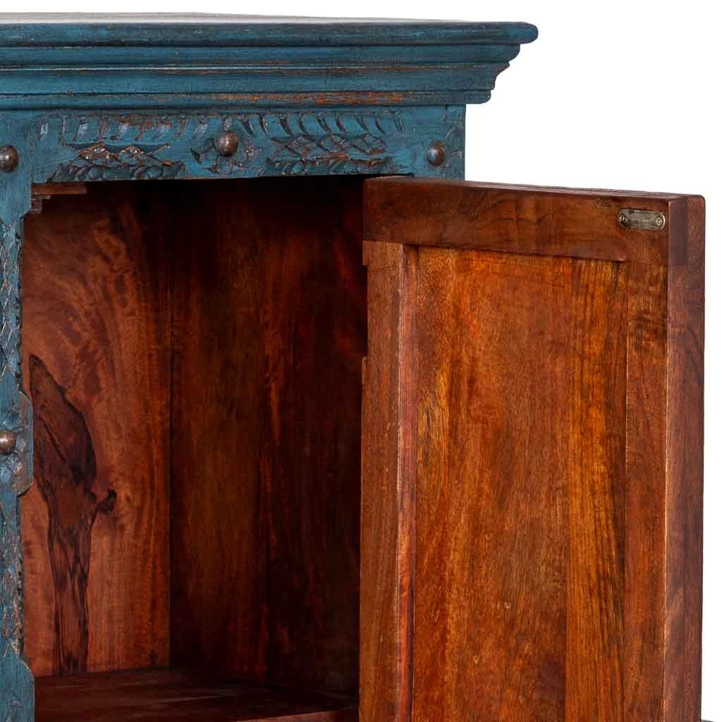 Armadio artigianale in legno blu 53x40x149h cm