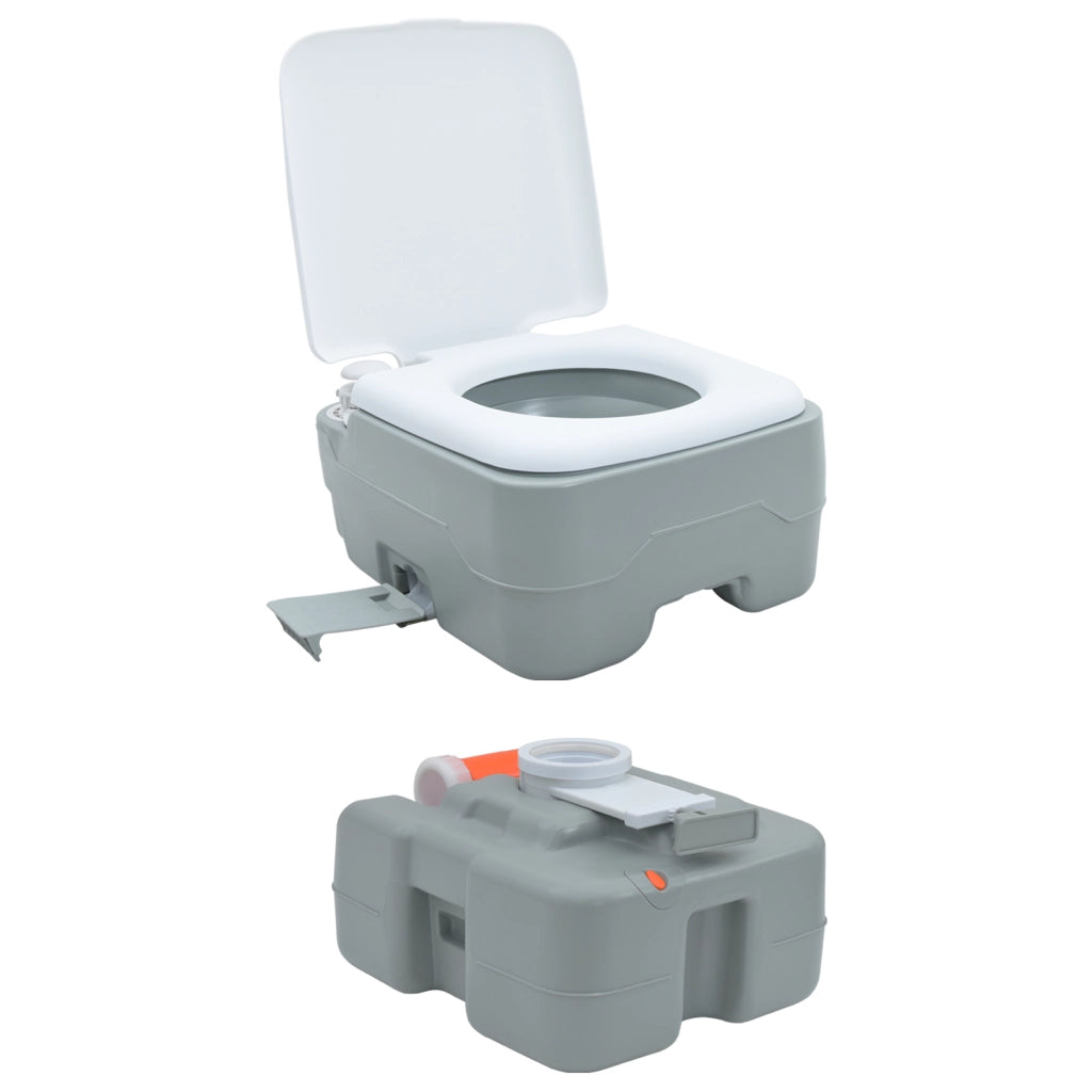 Toilette da Campeggio Portatile Grigio 10L Acqua Fresca 20L Serbatoio di Scarico
