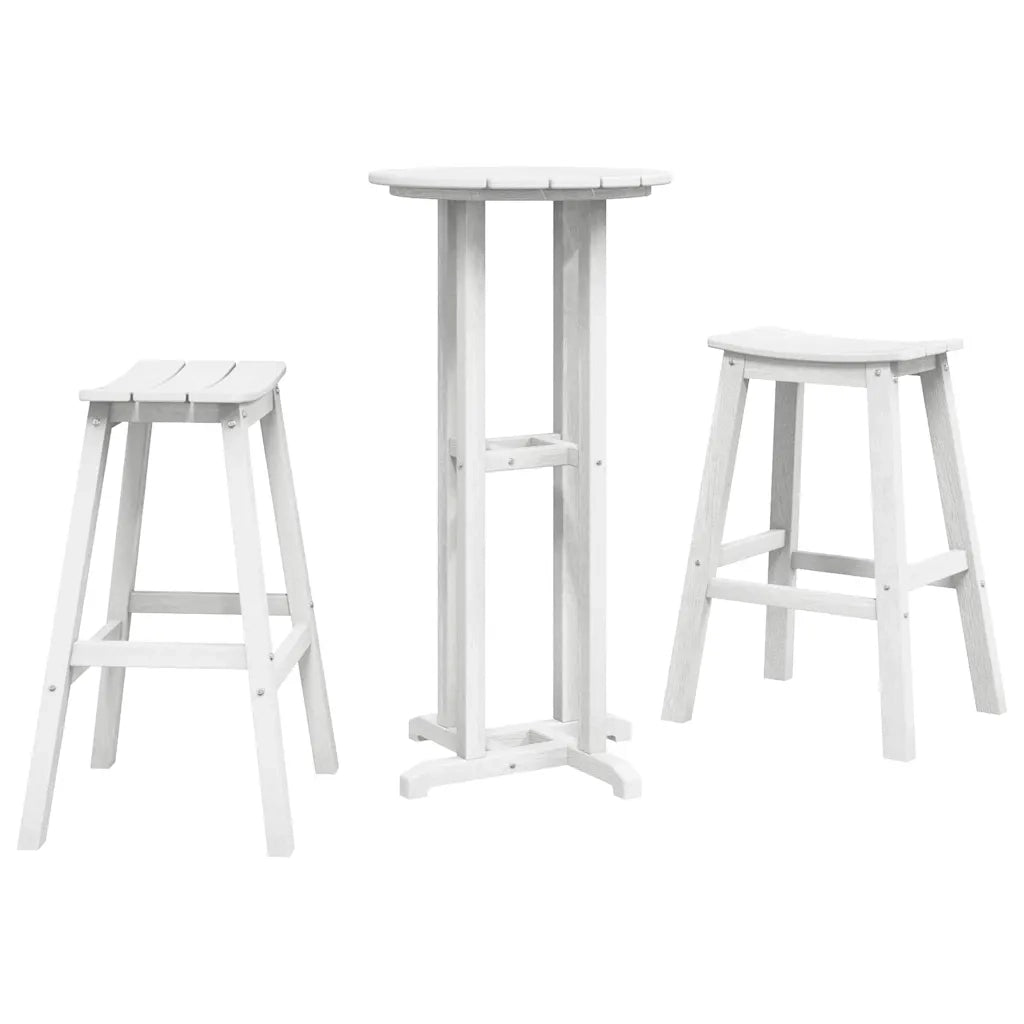 Set Bar da Giardino 3 pz | Set Salotto da Giardino Bianco HDPE