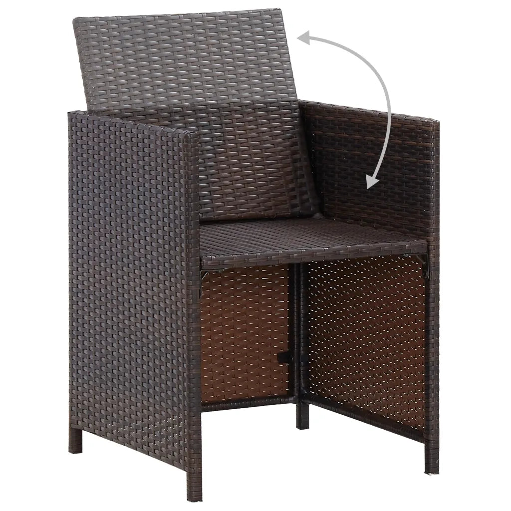 Set da Pranzo per Giardino 3 pz con Cuscini Marrone cod mxl 35637