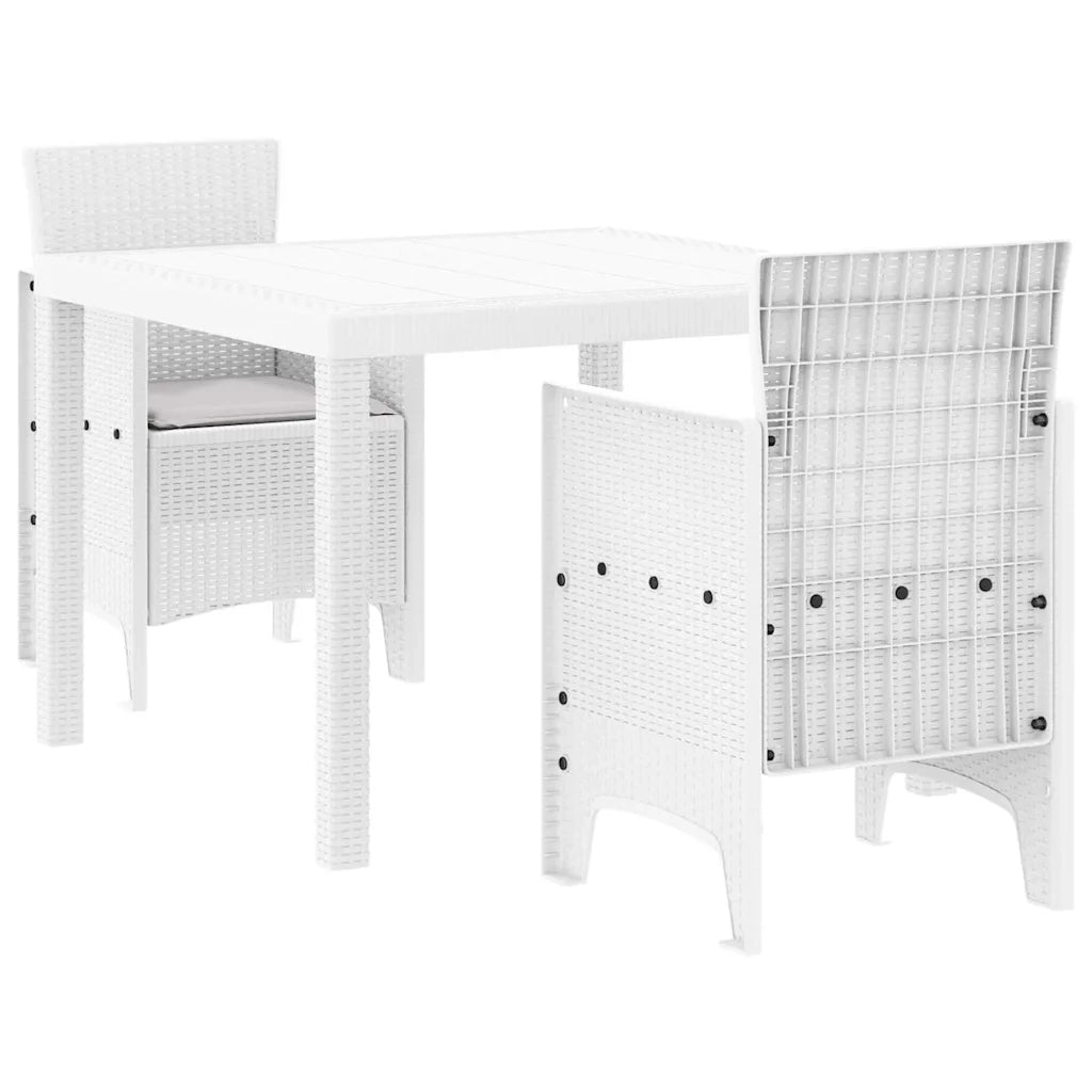 Set da Pranzo per Giardino 3 pcs Bianco Polipropilene 3378684