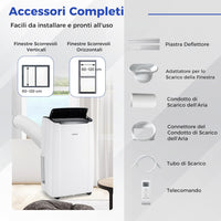 Condizionatore Portatile Caldo e Freddo, 14000BTU/4kW, 6 in 1 Con Raffreddamento, Riscaldamento, Ventola, Deumidificazione, Modalità Notturna e WiFi, 24H Timer, R290 (14000BTU|65m²) [Classe di efficienza energetica A]