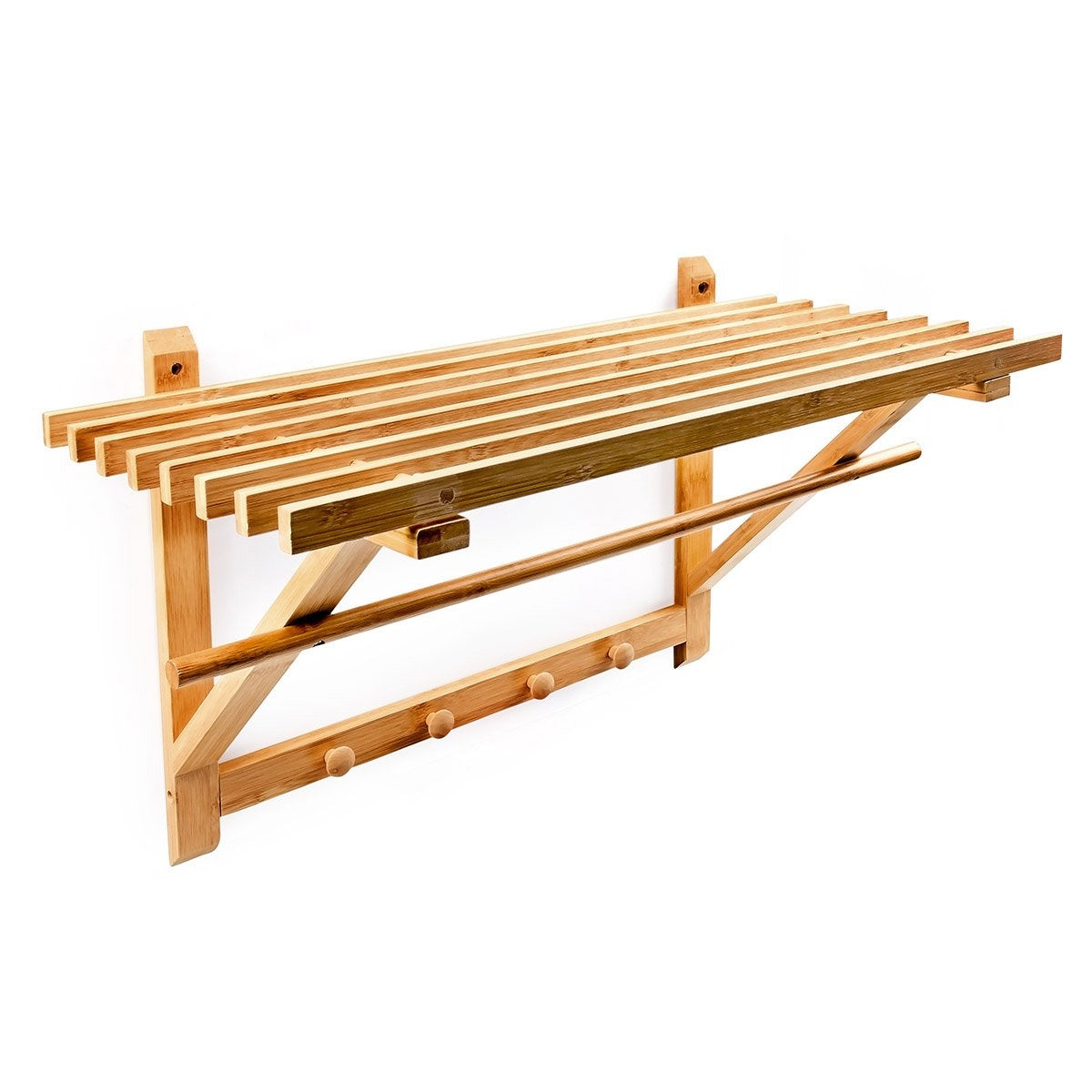 Porta asciugamani da bagno in bambù con ripiano 60 cm 3213077