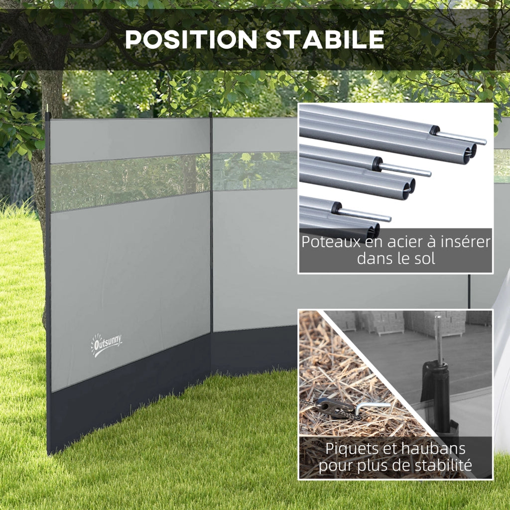 Paravento da giardino pieghevole portatile ¨C zephmum ¨C grigio 440x140 cm