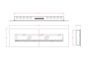 Camino Elettrico da Parete 55x182,2x14 cm Effetto Fiamma 1500W Elit