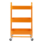 Carrello di servizio mobile contenitore per cucina/soggiorno con 3 cestelli acciaio 79 x 46 x 35 cm arancione 03_0009230