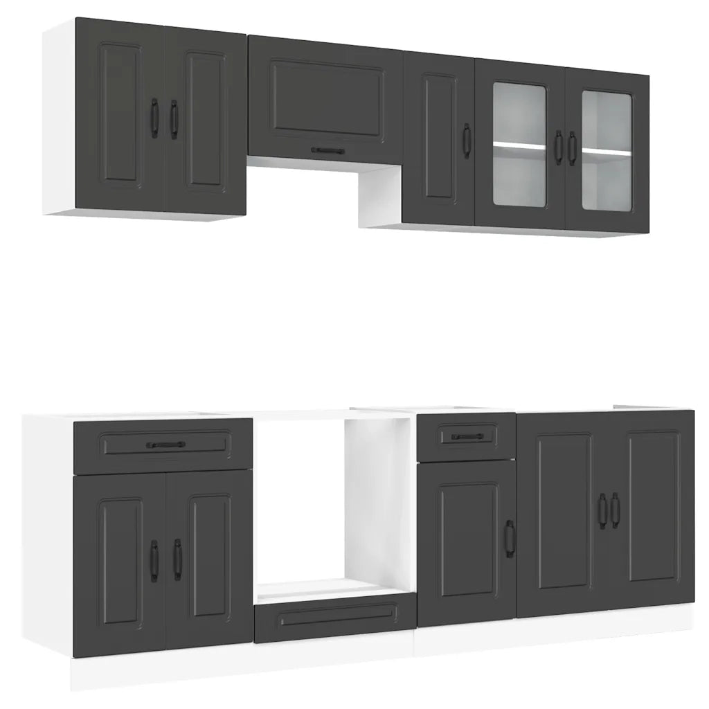 vidaXL Set Mobili da Cucina 8 pz Kalmar Neri Legno Multistrato