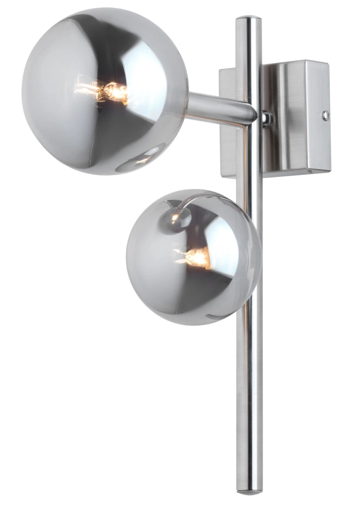 Applique NEPTUN Jupiter nichel, globi fumé 2xG9 14W