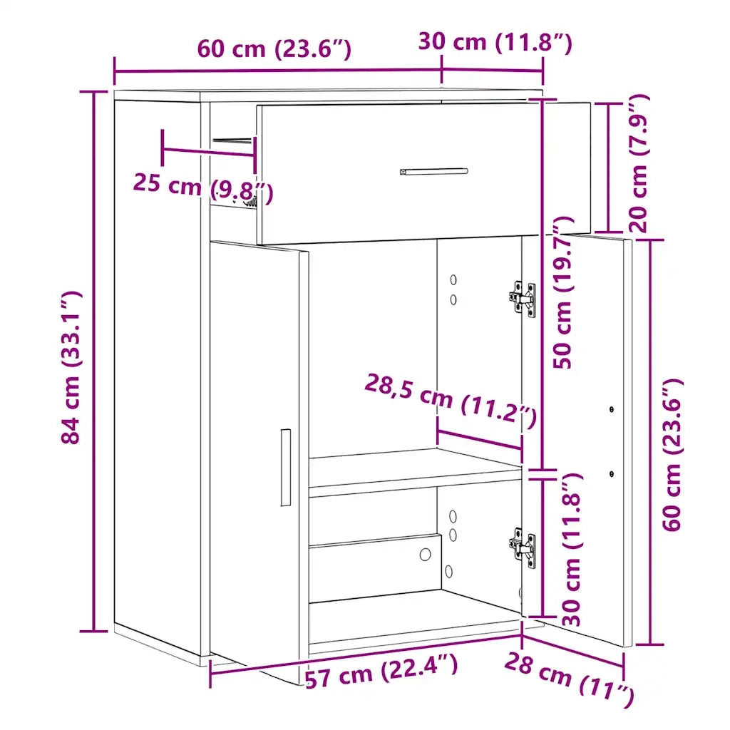 Credenza Rovere Sonoma 60x30x84 cm in Legno Multistrato 840494