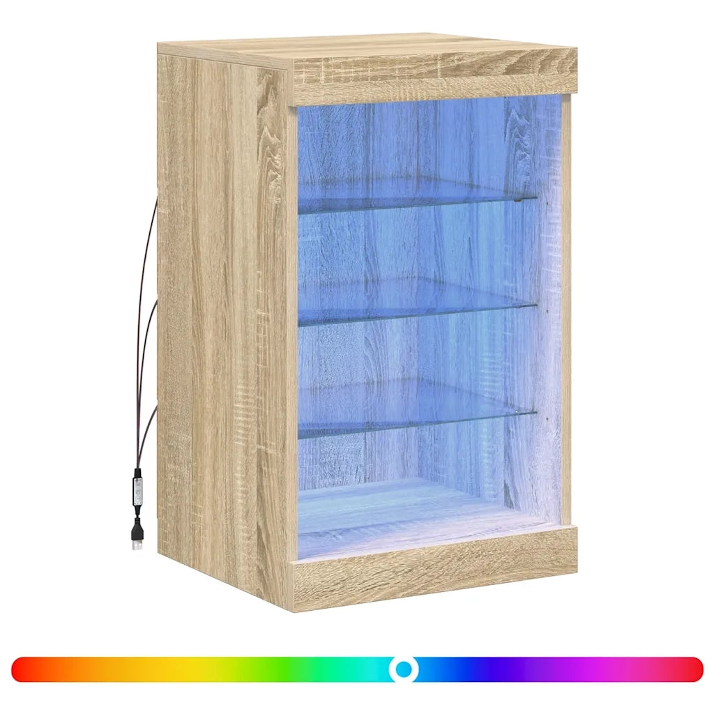 Credenza con Luci LED-Buffet-Armadio da cucina Rovere Sonoma 41x37x67 cm 626079