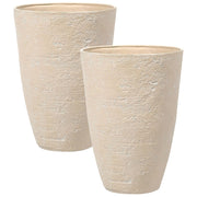 Set di 2 vasi tondi polvere di pietre per interno ed esterno beige sabbia soggiorno balcone giardino