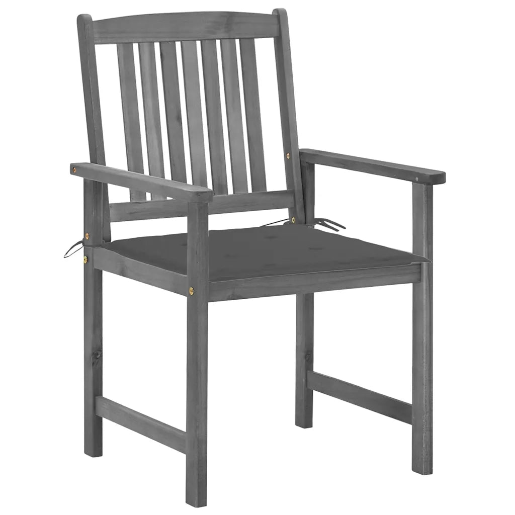 Sedie da Giardino con Cuscini 4 pz in Massello di Acacia Grigio cod mxl 23646