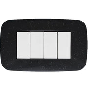 Trade Shop - Placca Futura 3 4 6 Moduli Nero Flash Compatibile Con Bticino Axolute -  -4 Fori     -