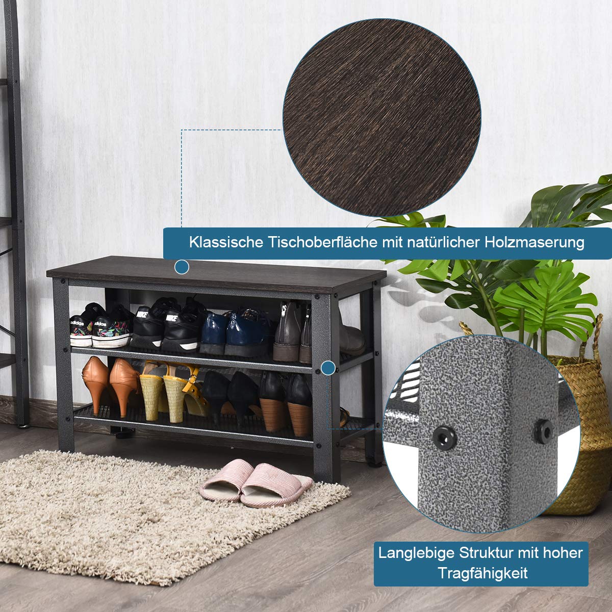 Scarpiera con Seduta, Panca Porta Scarpe, Ideale per Ingresso, Bagno e Camera da Letto, 73 x 30 x 45 cm