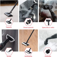 2000W Pulitore a Vapore con 19 Accessori e Serbatoio da 1,5L, Vapore per Tappeti, per Pulizie Profonde Pavimenti Finestre e Macchine (rosso)