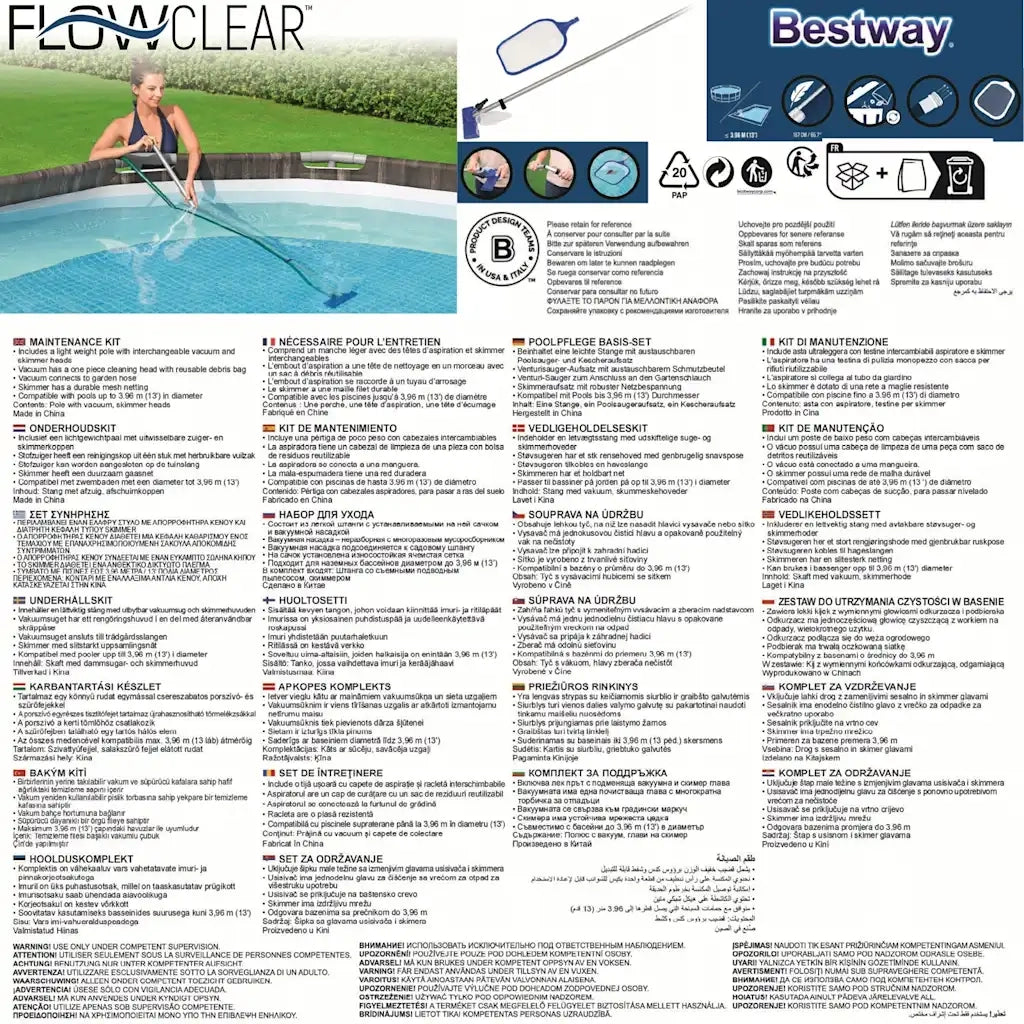 Bestway Kit di Manutenzione per Piscine Fuori Terra Flowclear 3202584