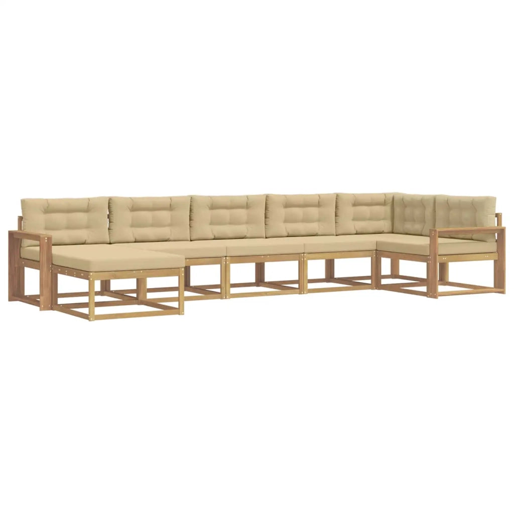 Set di divani da esterno con cuscino 7 pcs Bianco e Beige