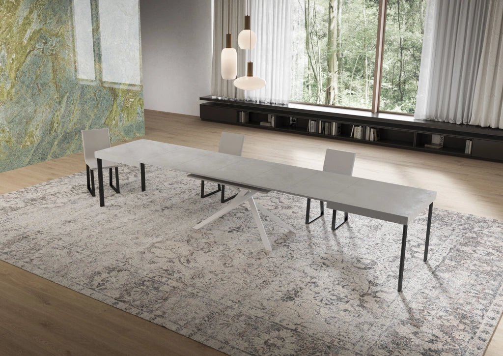 Tavolo allungabile 160/420x90 cm Niket cashmere gambe bianche