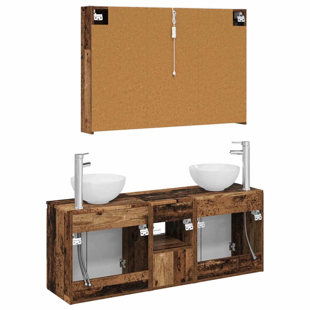 Set di Armadi da Bagno 4 pcs Legno antico 103,5 x 15,5 x 70 cm 3406349