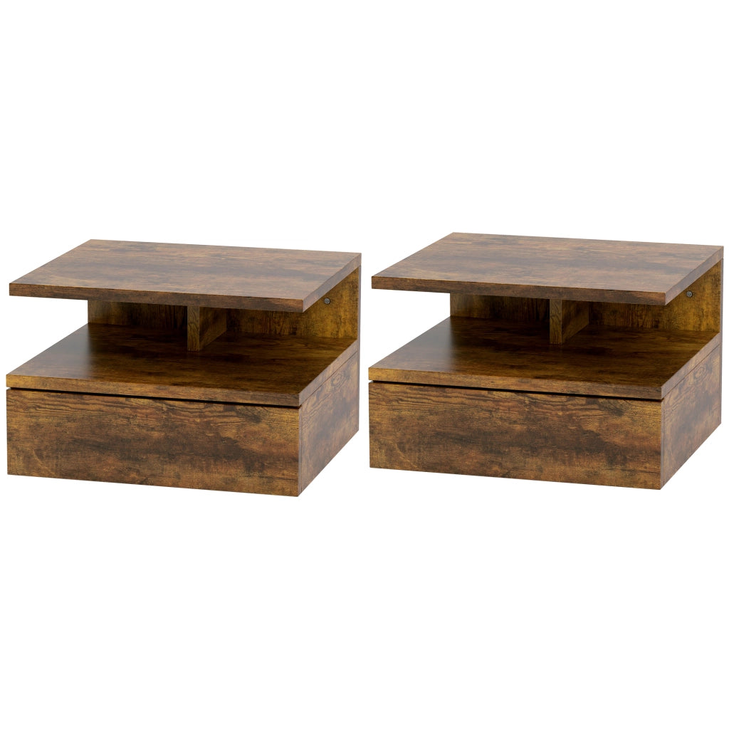 Comodino Moderno con Cassetto e Ripiano ¨C zephmum ¨C Marrone 35x32x22.5 cm