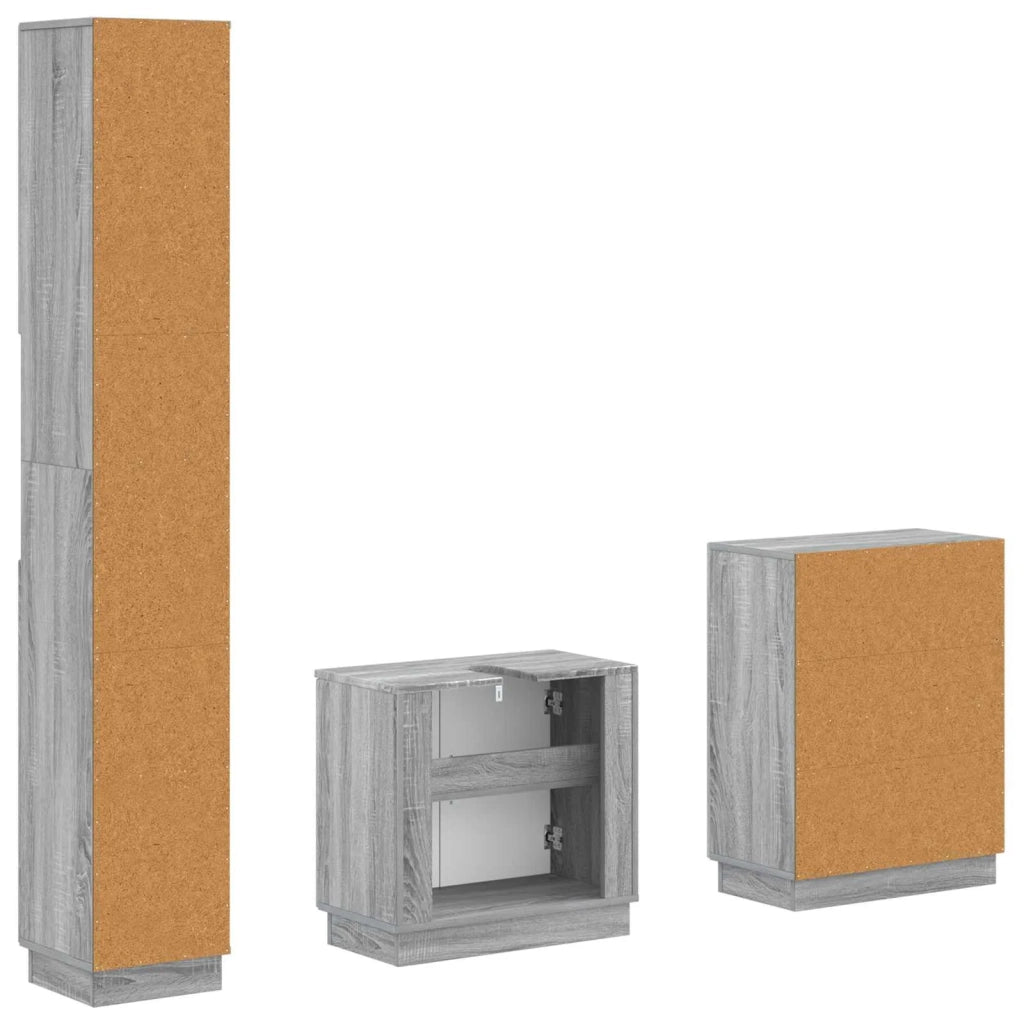 Set di armadietti da bagno in 3 pezzi HOORN Sonoma grigio 3417474