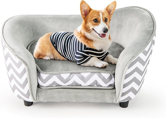 Divano per Cani 70 x 41 x 40 cm, Letto Morbido con Cuscino Imbottito, Copertura Removibile e Lavabile e Gambe, Poltrona per Cani in Velluto, capacità di Carico 50 kg