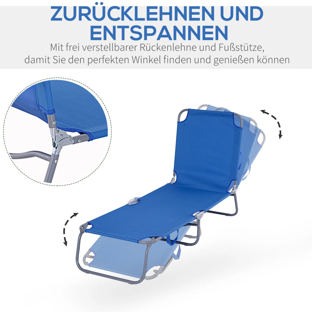 Telaio pieghevole in acciaio inox regolabile con schienale 187×55×24cm blu