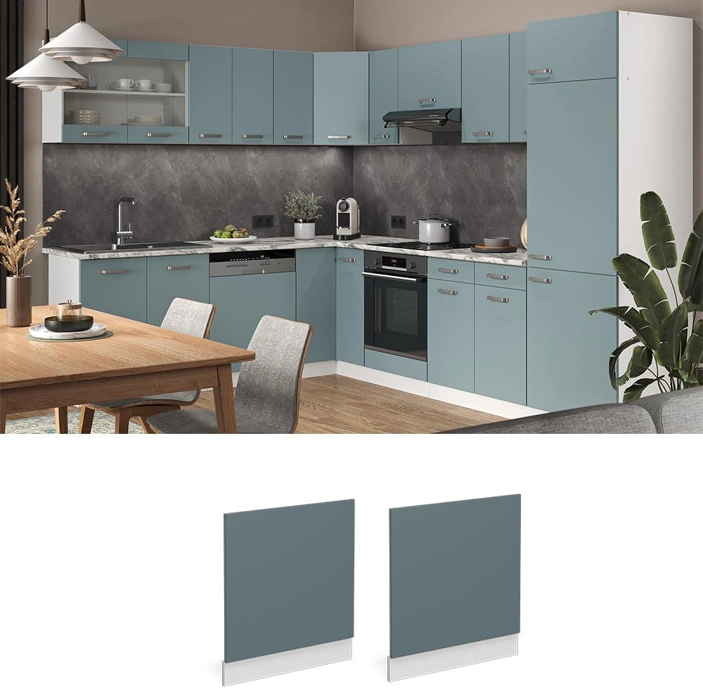 Pannello frontale R-Line, Grigio-blu, 60 cm, PL Marmo, per la libera combinazione all'interno di sistemi cucina modulari