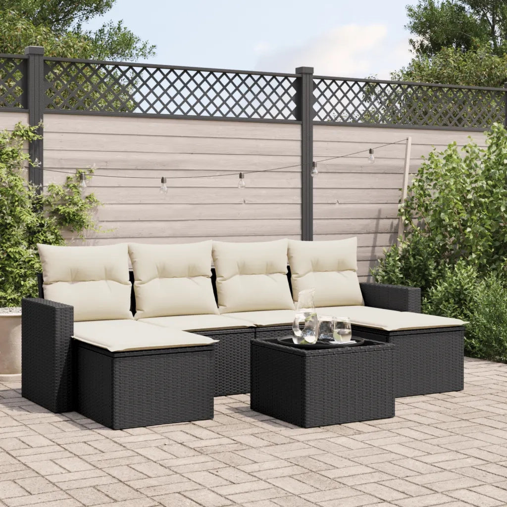 Set Divani da Giardino con Cuscini 7pz Nero Polyrattancod mxl 87309