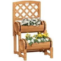 Fioriera da Esterno a Mezza Botte in Legno d'Abete con Design Verticale Rialzato, 45x45x80 cm