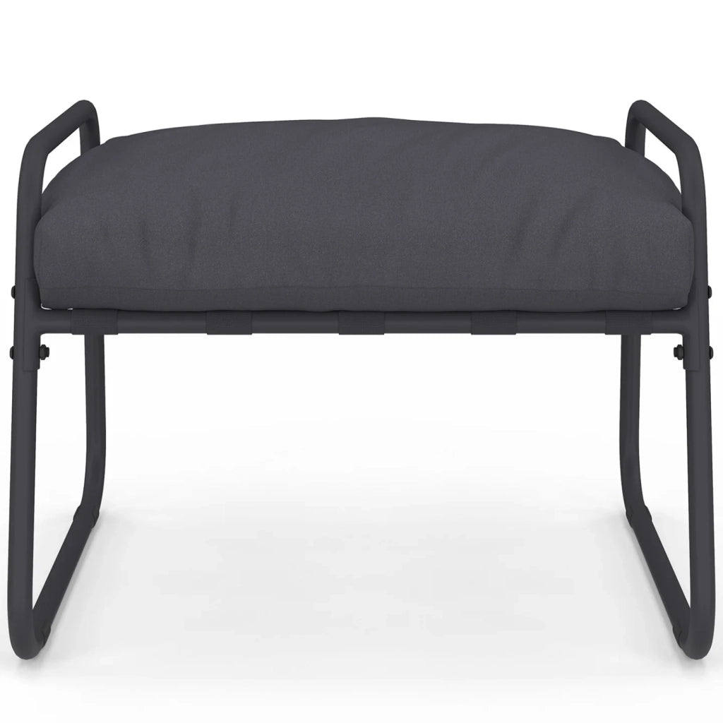 IDMarket - Set di 2 poltrone da giardino MARCO con poggiapiedi grigio e cuscino grigio antracite