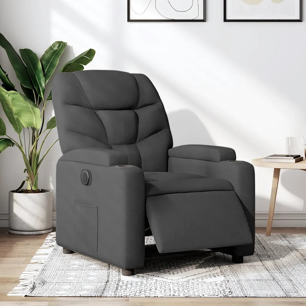 Poltrona | Sedia Relax Elettrica Reclinabile Grigio Scuro in Tessuto