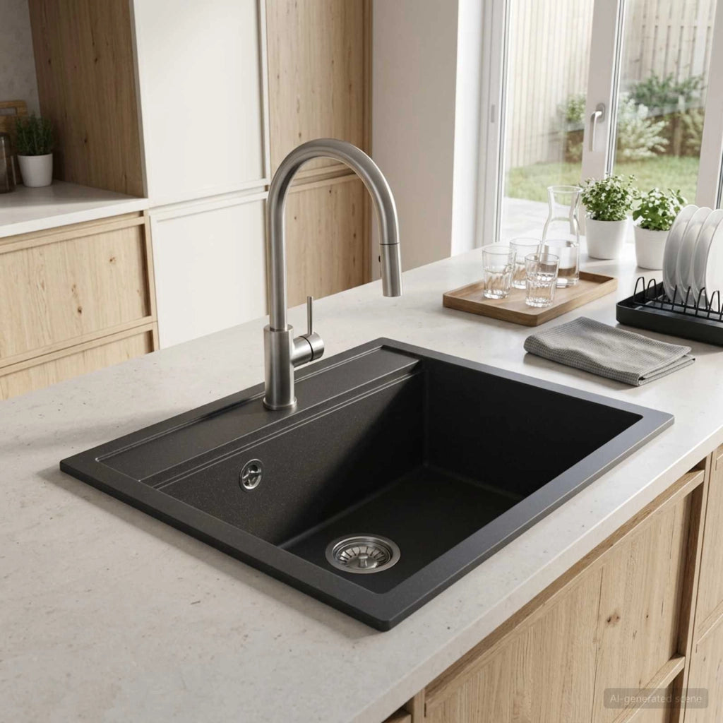 Lavello cucina una vasca Granito 49 x 51 x 30,5 cm Grafite 42053755
