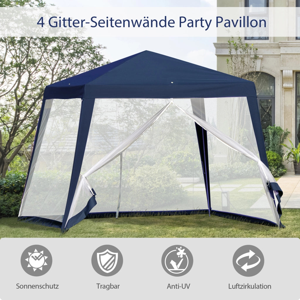Gazebo da giardino ¨C zephmum ¨C blu metallo poliestere 3x3 m