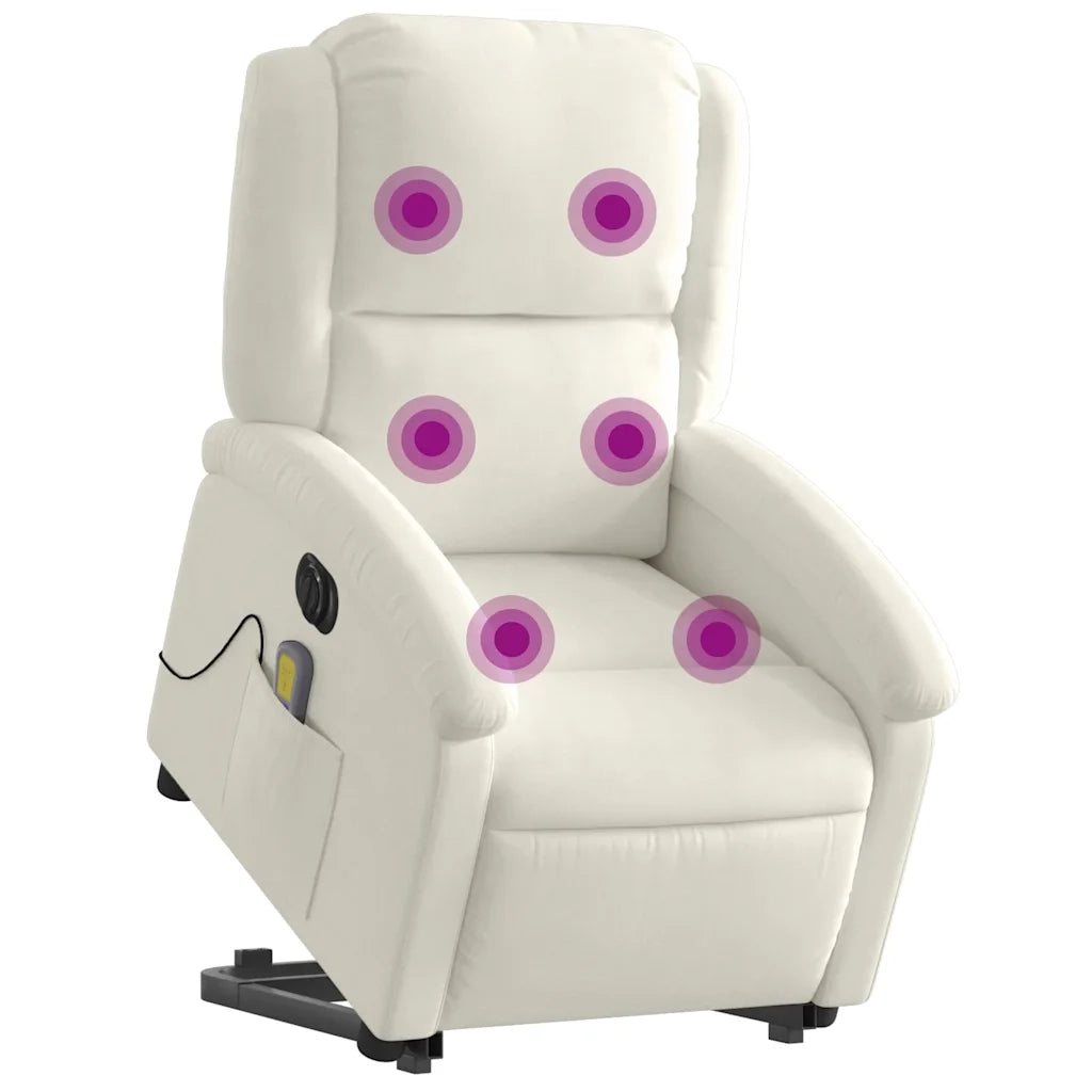 Poltrona Alzapersona Massaggiante Elettrica Crema Velluto 3204342