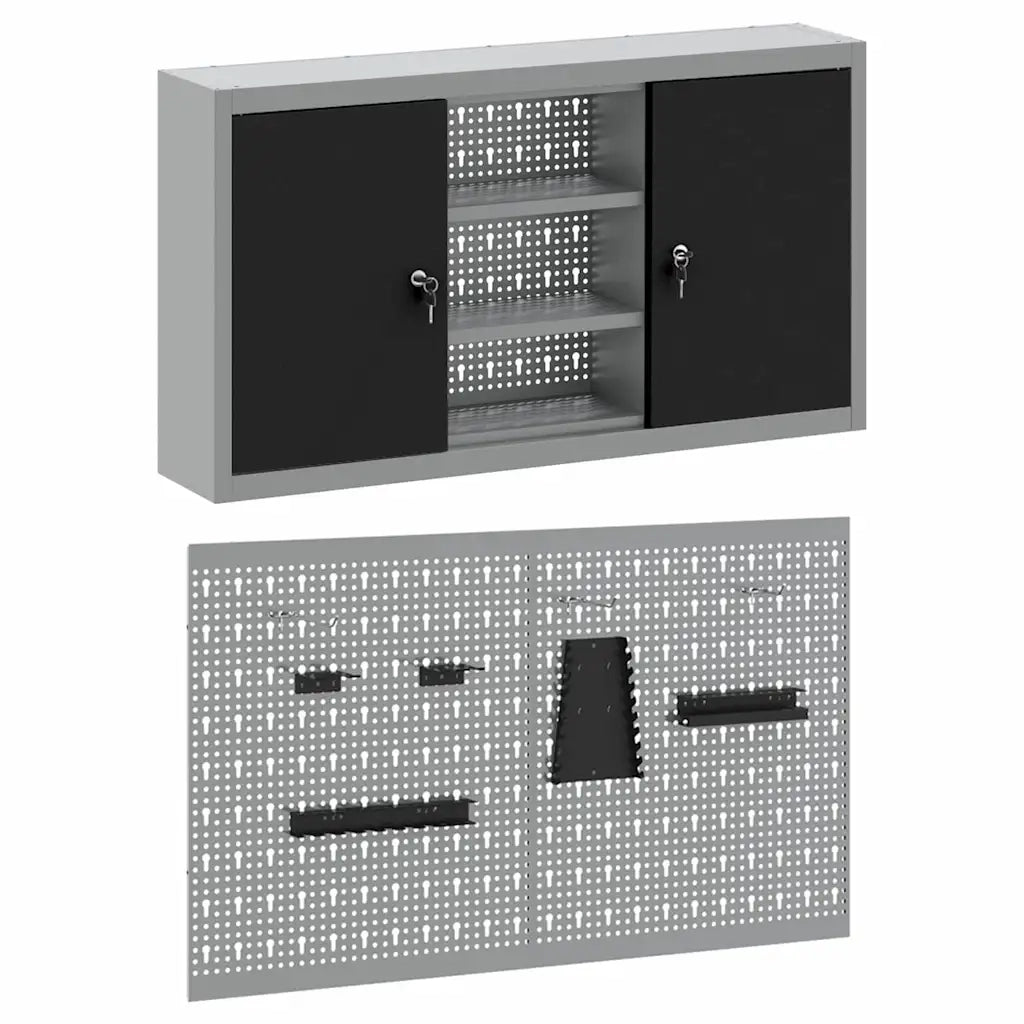 Set di armadi per attrezzi con lo scaffale 3 pcs Nero 3321404