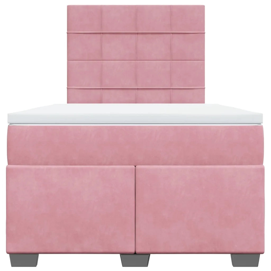 vidaXL Giroletto a Molle con Materasso Rosa 120x190 cm in Velluto