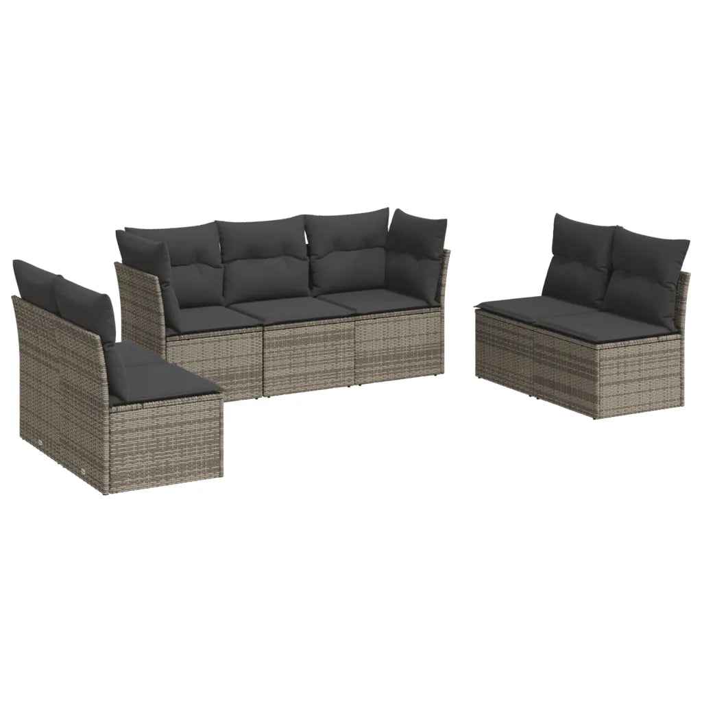 Set Divani da Giardino 7 pz con Cuscini Grigio in Polyrattan 3217410