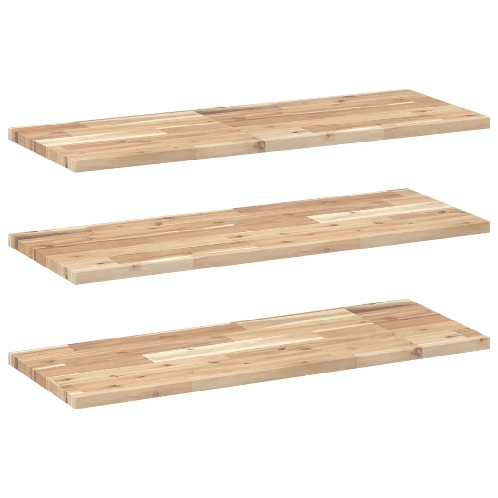 3 pz Mensole da Parete | Scaffali a Parete | Ripiano a parete 100x30x2 cm Legno Acacia Non Trattato