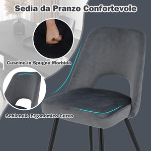 Set 2 Sedie da Pranzo, Sedie Imbottita con Cuscino in Spugna, Gambe in Metallo, Piedini Regolabili 60 x 46 x 84 cm, Capacit¨¤ di Carico 150 kg, per Soggiorno, Ristorante e Caff¨¨, Grigio
