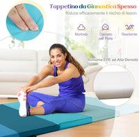 Tappetino da Ginnastica Pieghevole, Tappetino Portatile e Leggero con Maniglie, Tappetino per Yoga e Allenamenti per Stretching e Capriole da Casa e Palestra
