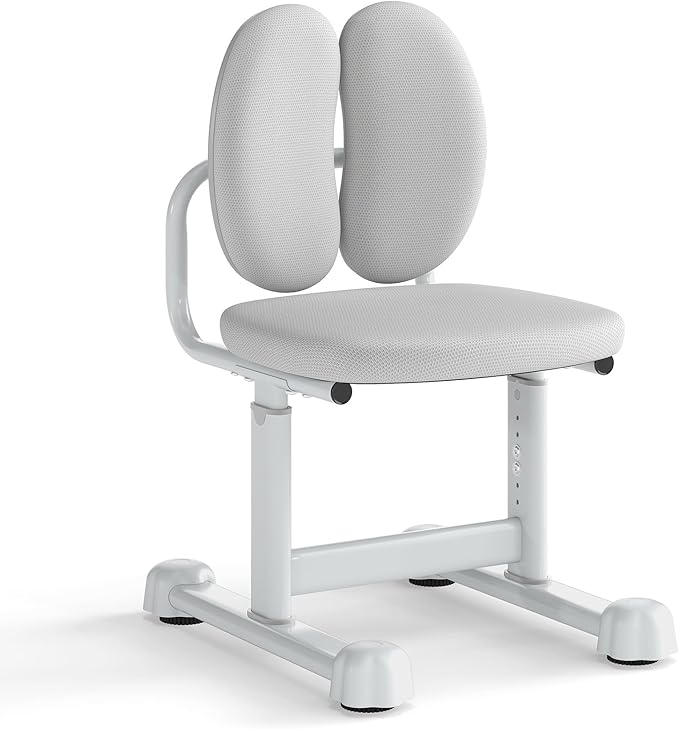 Sedia da Scrivania per Bambini 3+ Anni, Sedia Imbottita per Studiare con Doppio Supporto Lombare e Altezza Regolabile, Chair da Compiti per Casa e Scuola, Portata 100 kg (Grigio)