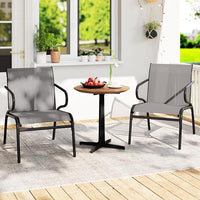 Set di 2 Sedie da Patio con Tessuto Traspirante e Struttura in Metallo, Sedie da Bistro da Esterno con Braccioli, Poltrona per Giardino Terrazza Portico, Portata 150 kg