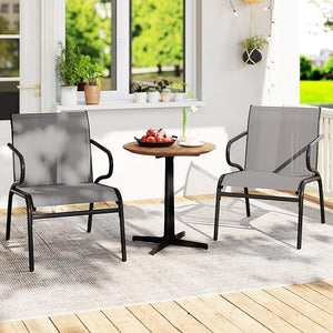 Set di 2 Sedie da Patio con Tessuto Traspirante e Struttura in Metallo, Sedie da Bistro da Esterno con Braccioli, Poltrona per Giardino Terrazza Portico, Portata 150 kg