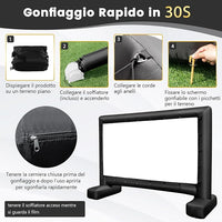 Schermo Proiettore Gonfiabile 16:9, Schermo Gonfiabile per Esterni con Soffiatore, Schermi di Proiezione con Borsa per Trasporto e Picchetti, Proiezione Frontale e Posteriore (Modello 3)