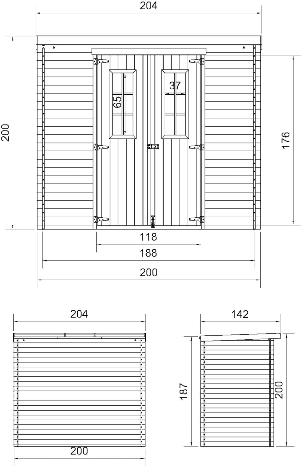 TIMBELA M311C Casetta da Giardino - L204xL142xA200cm/2.22m2