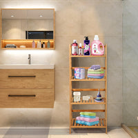 Scaffale per Piante in Bambù a 4 Ripiani, Scaffale Porta Vasi da Interno ed Esterno, Scaffale Portafiori per Balcone, Giardino e Cortile, 48 x 32 x 115 cm (Naturale)