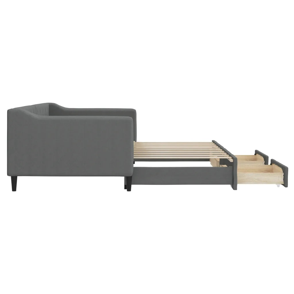 Divano letto | Sof¨¤ letto | Letto singolo Estraibile Cassetti Grigio Scuro 90x190cm Tessuto
